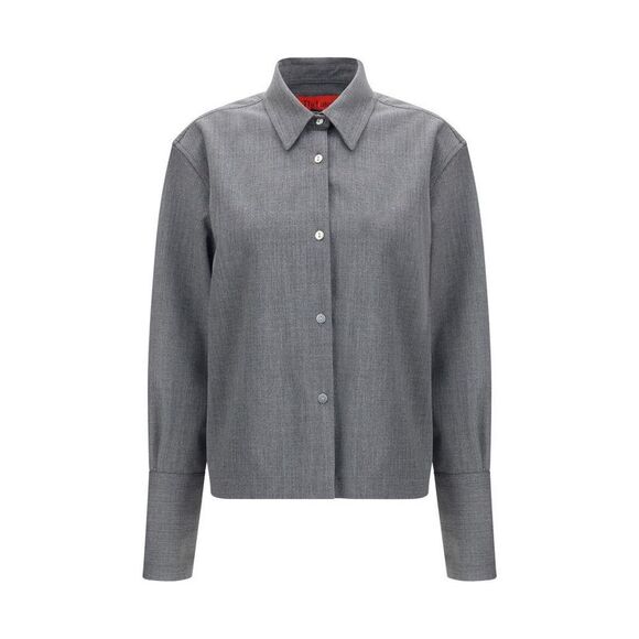 The Latest Collared ButtonDown Shirt Women Gray Shirts